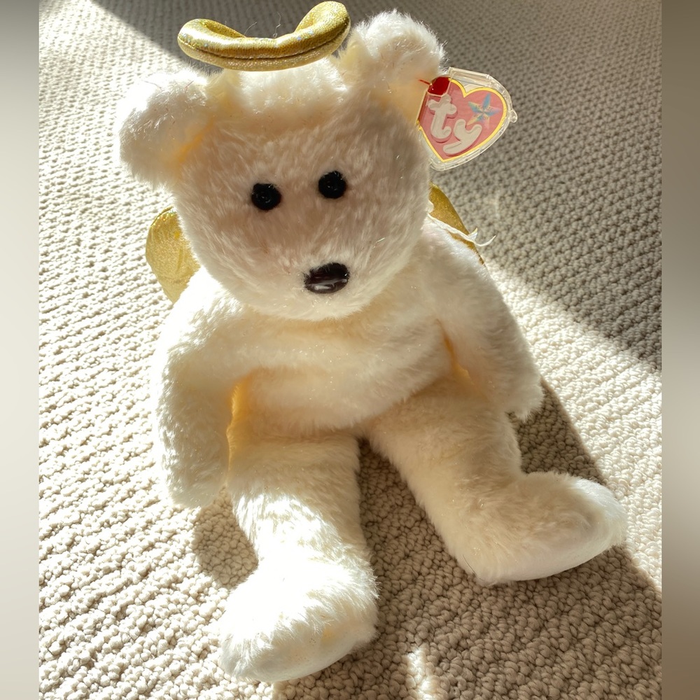 Vintage TY Beanie Buddy Halo II Angel Bear with Gold Wings 2000 New with tag - Picture 3 of 17